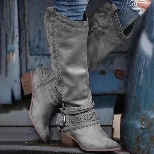 Botas Altas de Caballero con Tacón Cuadrado - Tallas Grandes