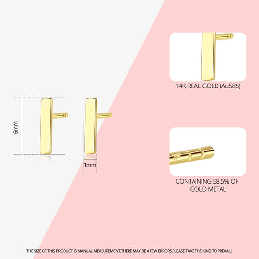 Aretes T Minimalistas en Oro 14K - Image 2