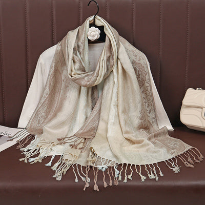 Chal Jacquard con Flecos - Protección Solar y Transpirabilidad - Image 6