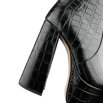 Botas de Tacón Alto con Textura Metálica y Patrón en Piedra - Image 6