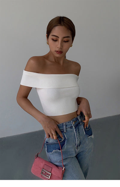 Top Tejido Asimétrico Cropped para Mujer - Image 7