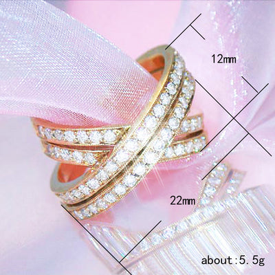 Anillo Elegante Doble Fila con Cruz y Circonita para Mujer - Image 5