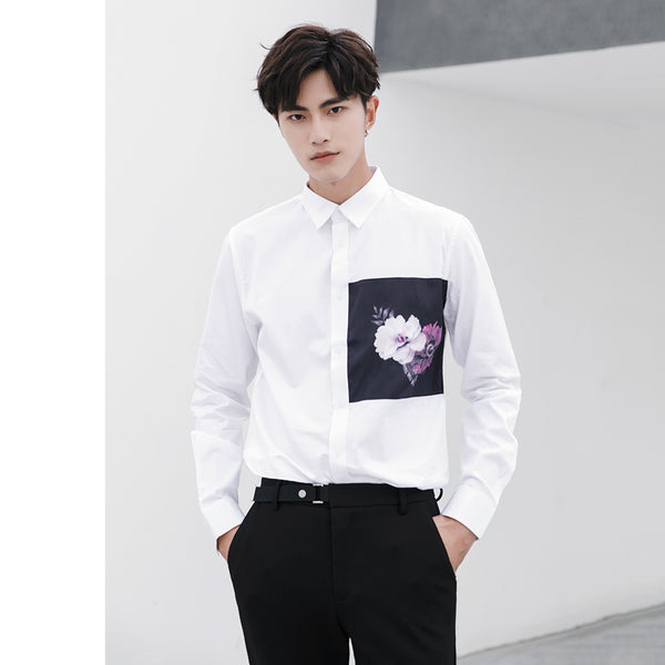 Camisa de Manga Larga con Cuello Cuadrado y Estampado Floral