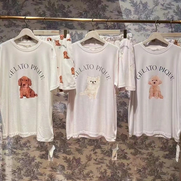 Pijama Estival Adorable con Estampado de Perrito para Mujer