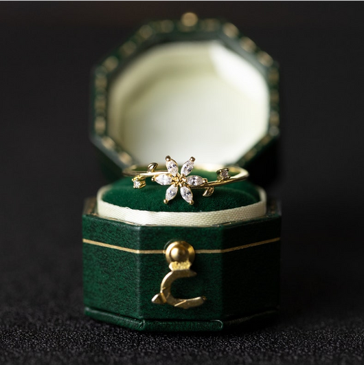 Anillo de Boda Floral para Mujer en Oro 18K, 14K y Plata S925 con Diamantes - Image 19