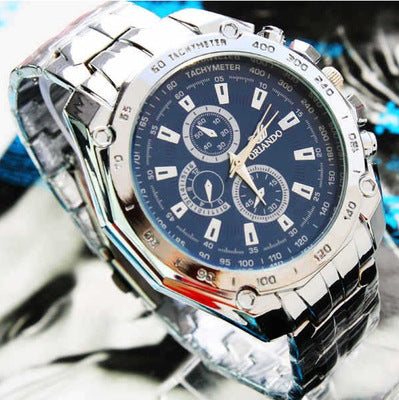 Reloj de Cuarzo con Correa de Acero y Tres Esferas - Diseño Elegante para Hombre