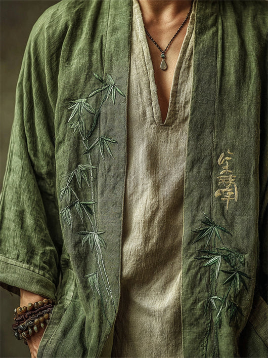 Camisa Étnica de Lino sin Botones con Estampado de Chal - Image 10
