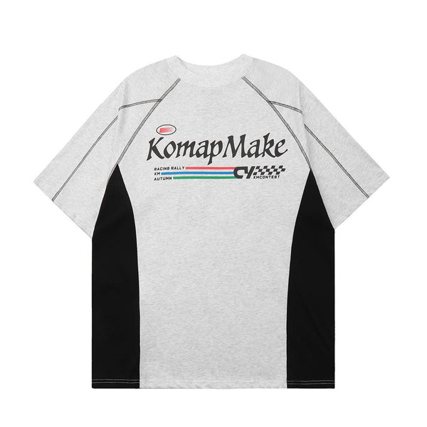 Camiseta Hombre Estampado Letras Contraste Patchwork