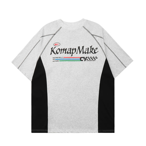 Camiseta Hombre Estampado Letras Contraste Patchwork