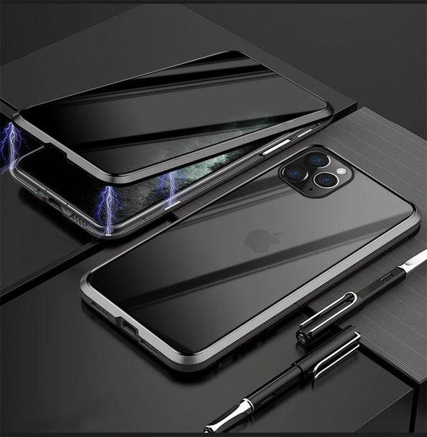 Funda Magnética Anti-Espías para iPhone 12 con Marco de Metal