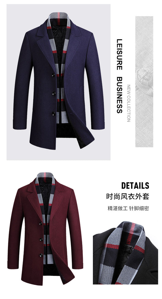 Blazer Casual para Hombre con Solapa y Bufanda de Lana - Image 20