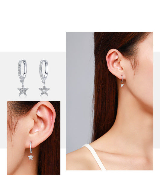 Aretes de Plata 925 con Circonitas Micro-incrustadas en Forma de Estrella - Image 9