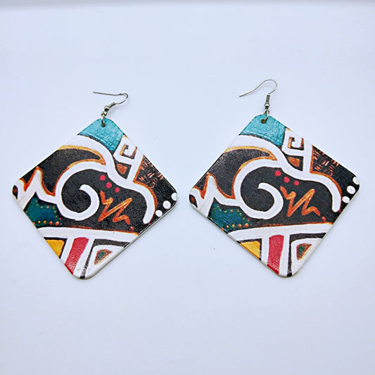 Aretes Cuadrados de Madera Vintage