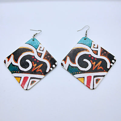 Aretes Cuadrados de Madera Vintage