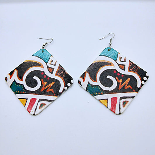 Aretes Cuadrados de Madera Vintage