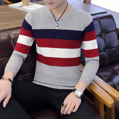 Suéter Cuello V Hombre Estilo Coreano Manga Larga - Image 10