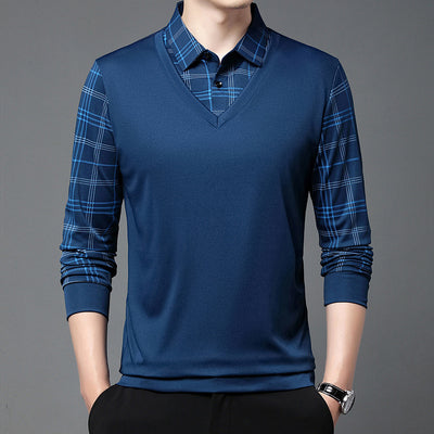 Suéter Tipo Camisa Falsa Dos Piezas para Hombre - Manga Larga Otoño - Image 12