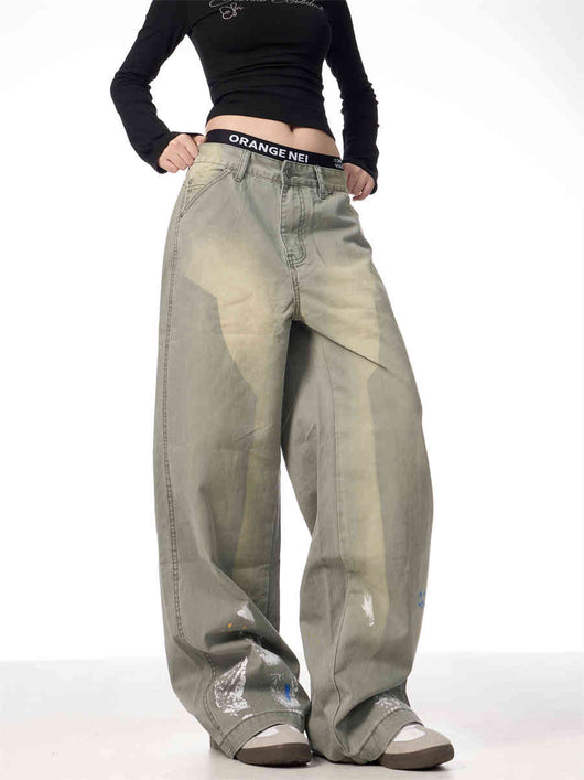 Pantalones Cargo Rectos Estilo Retro con Detalles de Tinta Desteñida - Image 8
