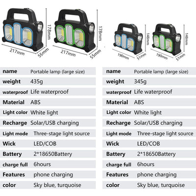 Linterna LED COB de Largo Alcance Recargable Solar y USB - Image 6