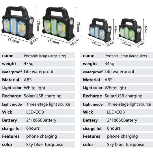Linterna LED COB de Largo Alcance Recargable Solar y USB - Image 6