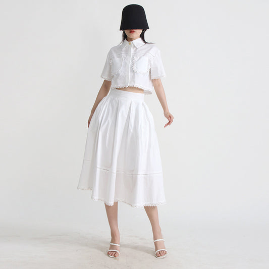 Conjunto Retro Dos Piezas Blusa Corta para Mujer
