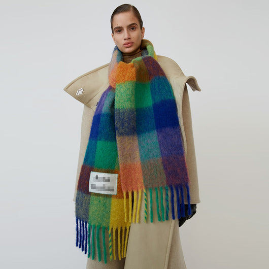 Bufanda Cuadros Gruesa para Mujer con Borlas - Abrigo Cálido - Image 11