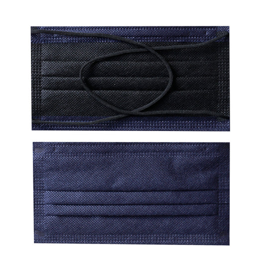 Black and sage green disposable protective mask with crossed ear straps, showing pleated design and non-woven fabric. - Image 23