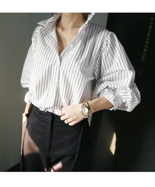 Blusa Holgada a Rayas Blanco y Negro - Image 5