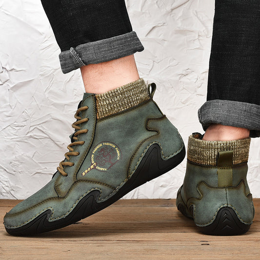Botas de Cuero Estilo Británico Corte Medio para Hombre