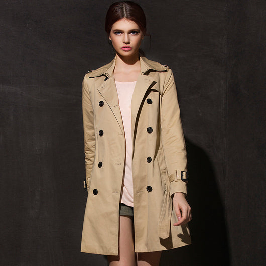 Abrigo Impermeable Largo para Mujer - Gabardina Elegante Ajustada Doble Botonadura - Image 3