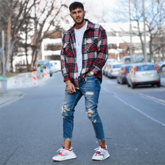 Jeans Rotos Estilo Asiático para Hombre