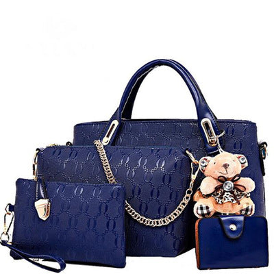 Juego de 4 Bolsas de Moda Coreana con Diseño en Relieve para Mujer