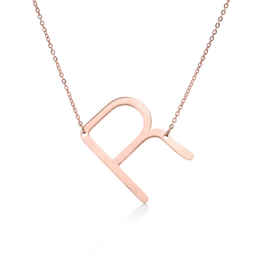 Collar Inicial Acero Inoxidable Chapado en Oro Rosa - Image 46
