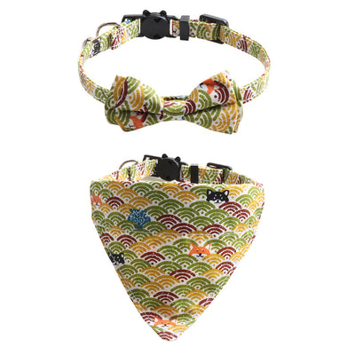Collar para Gato Estilo Japonés con Patrón de Hierba y Moño Desmontable - Image 8