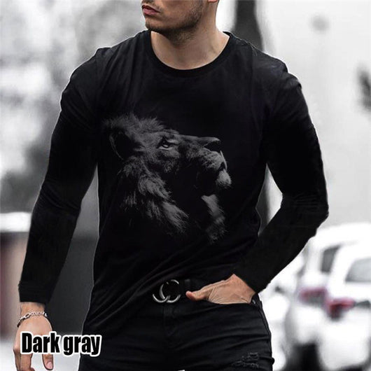 Playera Suelta Cuello Redondo Cabeza de León Negra para Hombre - Image 13