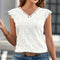 Blusa Elegante con Cuello de Encaje y Mangas Cortas