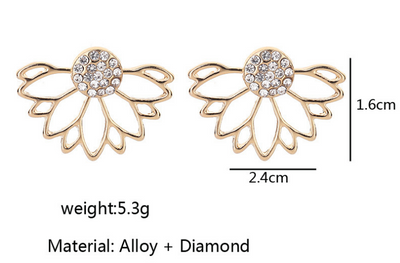 Aretes de Loto con Diamantes Incrustados - Image 4