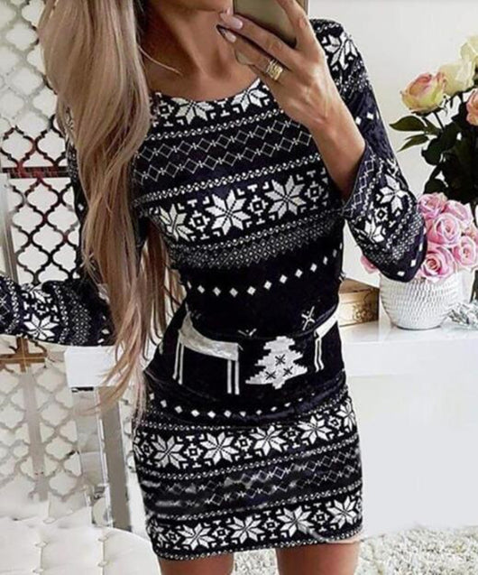 Vestido Largo Slim Navideño con Estampado Digital de Posicionamiento - Image 5
