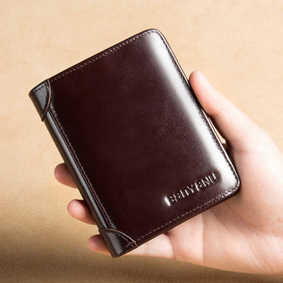 Billetera Vertical Tri-fold de Cuero Mate para Hombre - Image 8