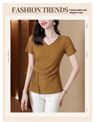 Playera Tejida de Seda de Hielo Manga Corta para Mujer - Fresca y Cómoda - Image 11