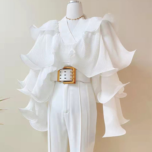 Blusa Elegante de Gasa con Volantes - Image 8