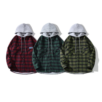 Chamarra Cuadros con Capucha - Estilo Casual Holgado para Hombre - Image 20