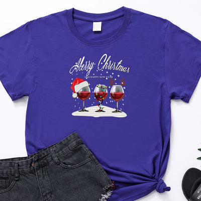 Playera Navideña con Estampado de Tres Copas de Vino - Image 8