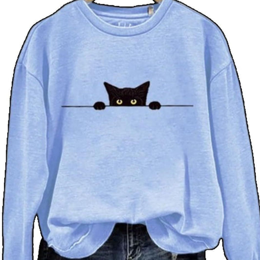 Blusa Suelta de Manga Larga con Diseño Estampado