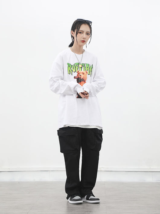 Playera Manga Larga Estampado Oso Japonés para Hombre - Image 6