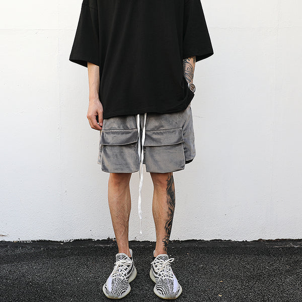 Shorts Holgados de Terciopelo con Bolsillos Grandes y Aberturas Laterales - Image 4