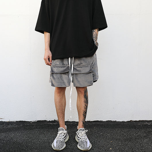 Shorts Holgados de Terciopelo con Bolsillos Grandes y Aberturas Laterales - Image 4