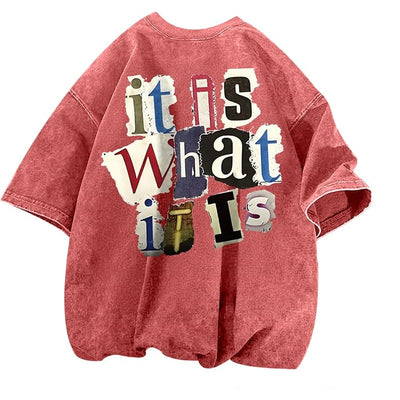 Camiseta Vintage Oversized con Estampado de Letras para Hombre - Image 15