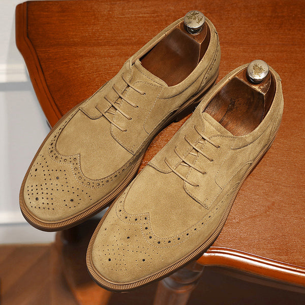 Zapatos de Cuero Ante Grabado Vintage Transpirables para Hombre