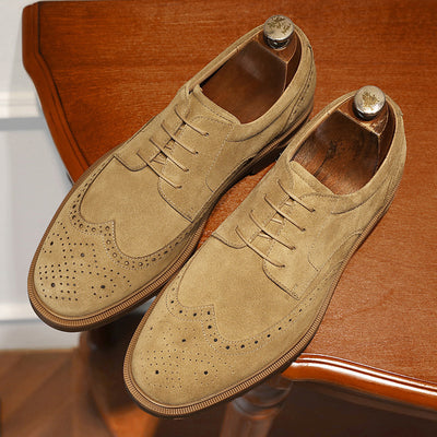 Zapatos de Cuero Ante Grabado Vintage Transpirables para Hombre